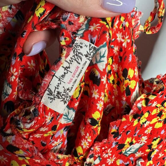 Intimately By Free People Women's Red Floral Tie Back Mini Dress Size M - Picture 8 of 10